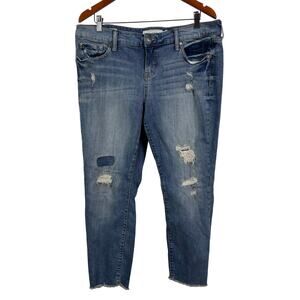 Torrid Ankle Skinny Patch Distressed Raw Cut Jeans‎ Size 16